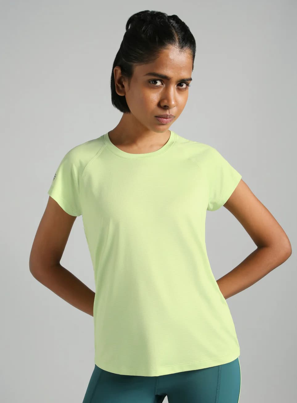 Women's Green Sports Solid Spirit Run Tshirt