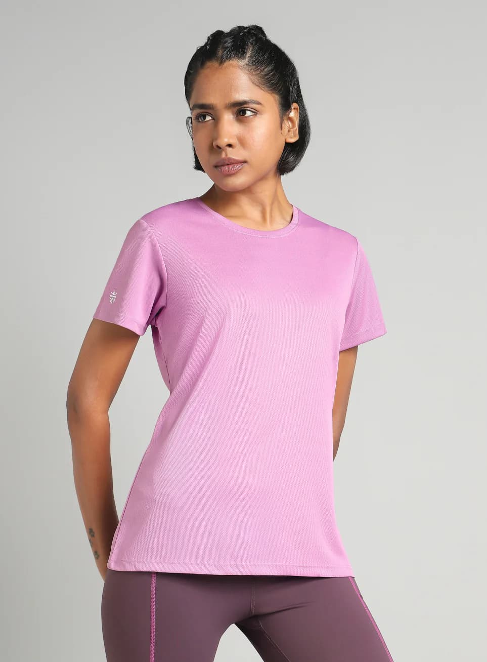 Women's Purple Sports Solid Performance Tshirt