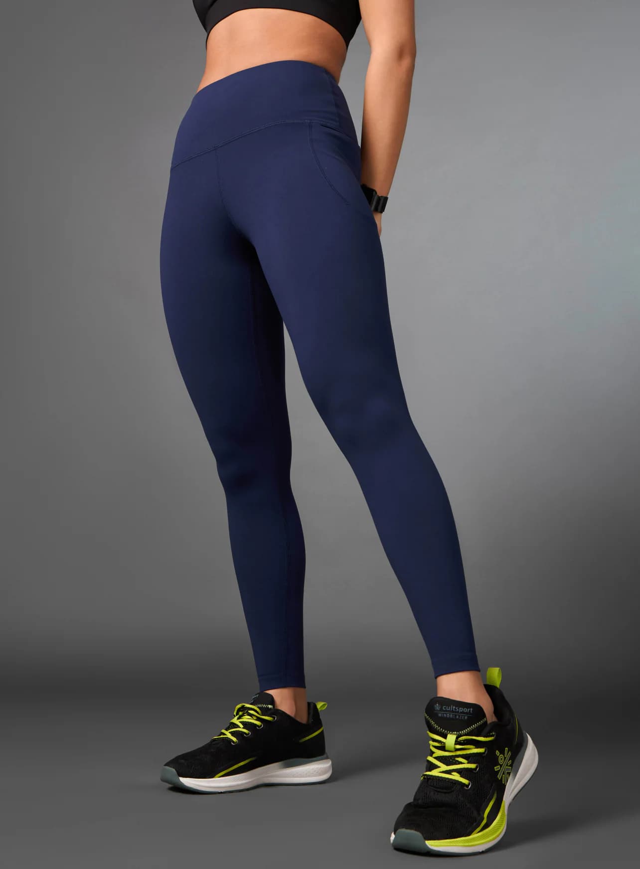 Women's Navy Sports Solid Skinny Fit Train All Day Comflex Tights