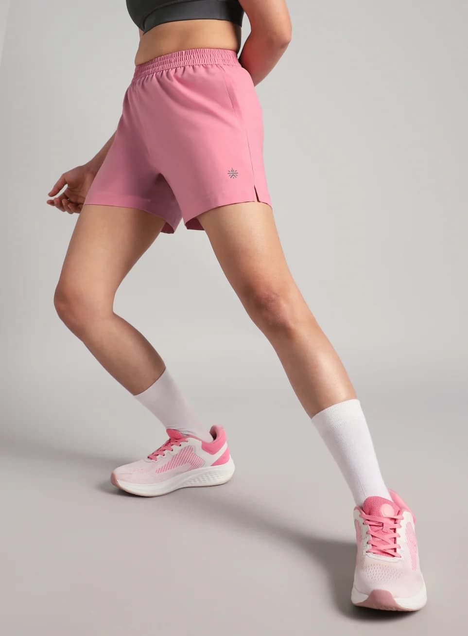 Women's Pink Sports Solid Regular Fit Elevated Run Shorts