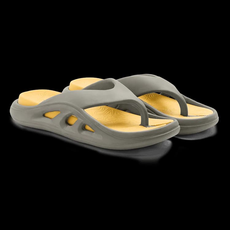 Unisex Grey Round Toe Low-Top Flip-Flops