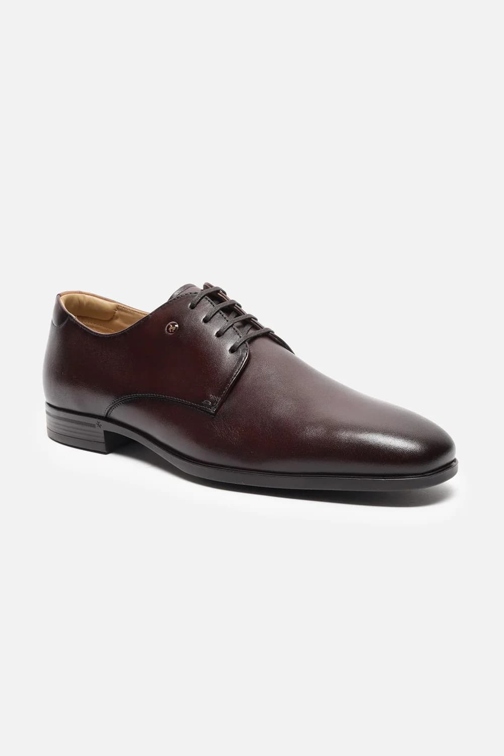 Men's Brown Round Toe Leather Mid-Top Oxford Formal Shoes