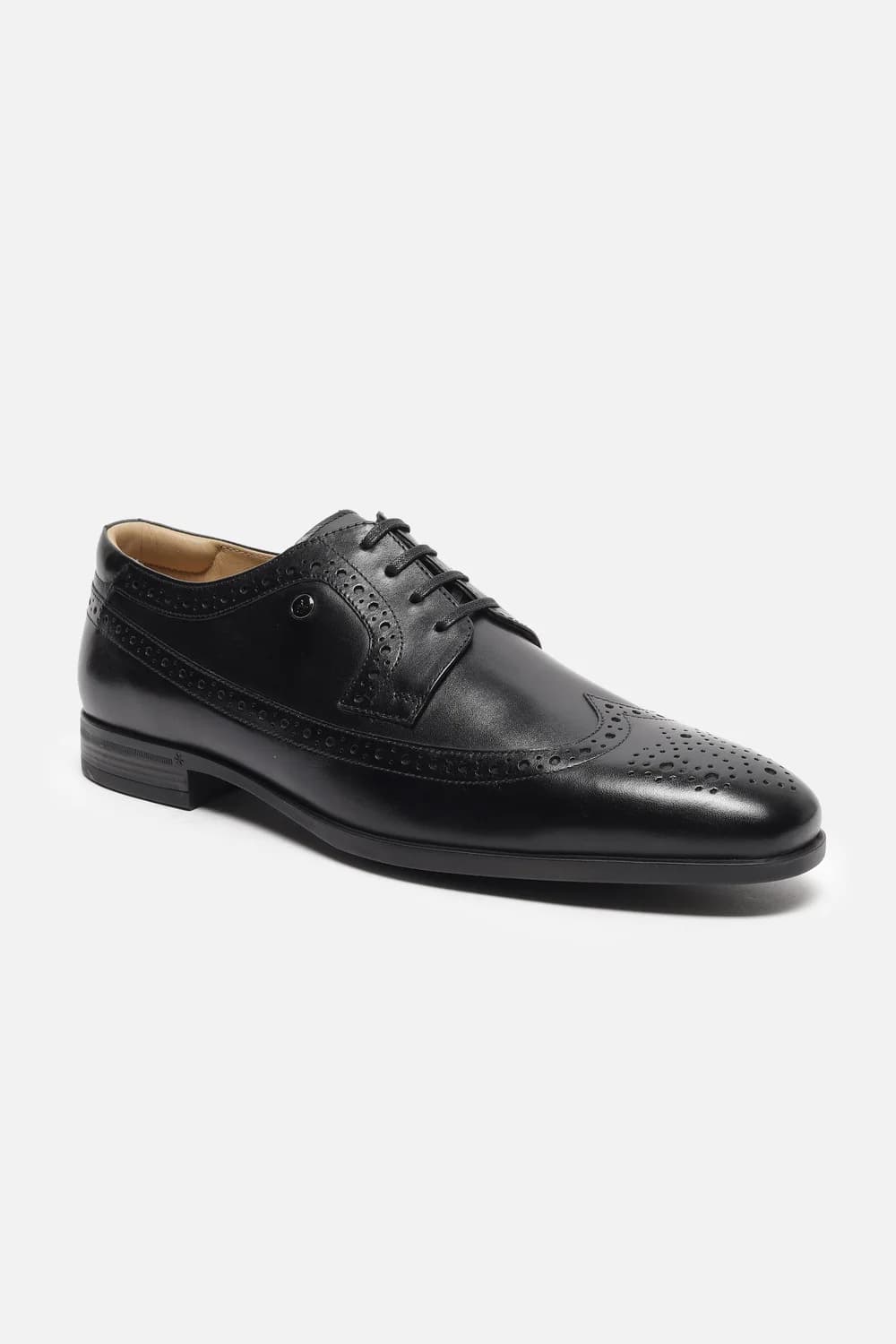 Men's Black Round Toe Leather Mid-Top Oxford Formal Shoes