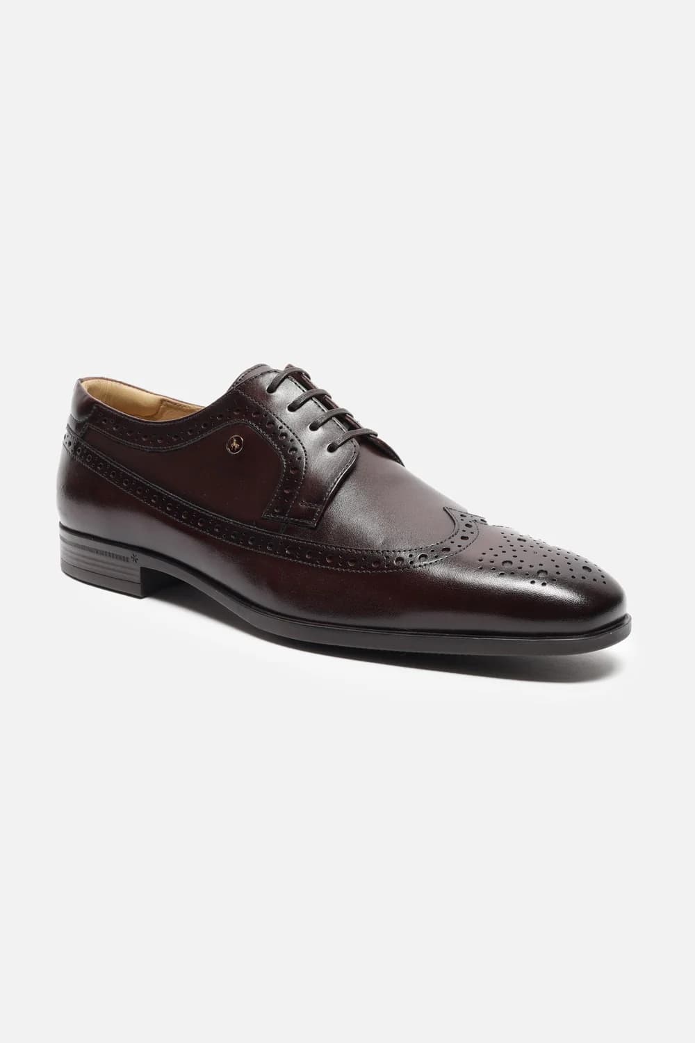 Men's Brown Round Toe Leather Mid-Top Oxford Formal Shoes
