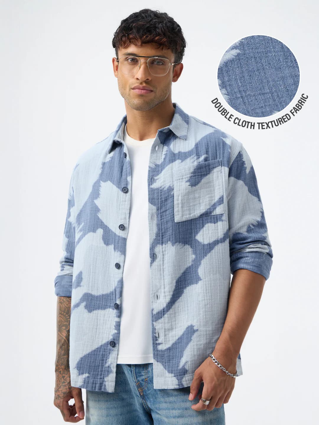 Men's Blue Casual Regular Fit Full Sleeves Shirt
