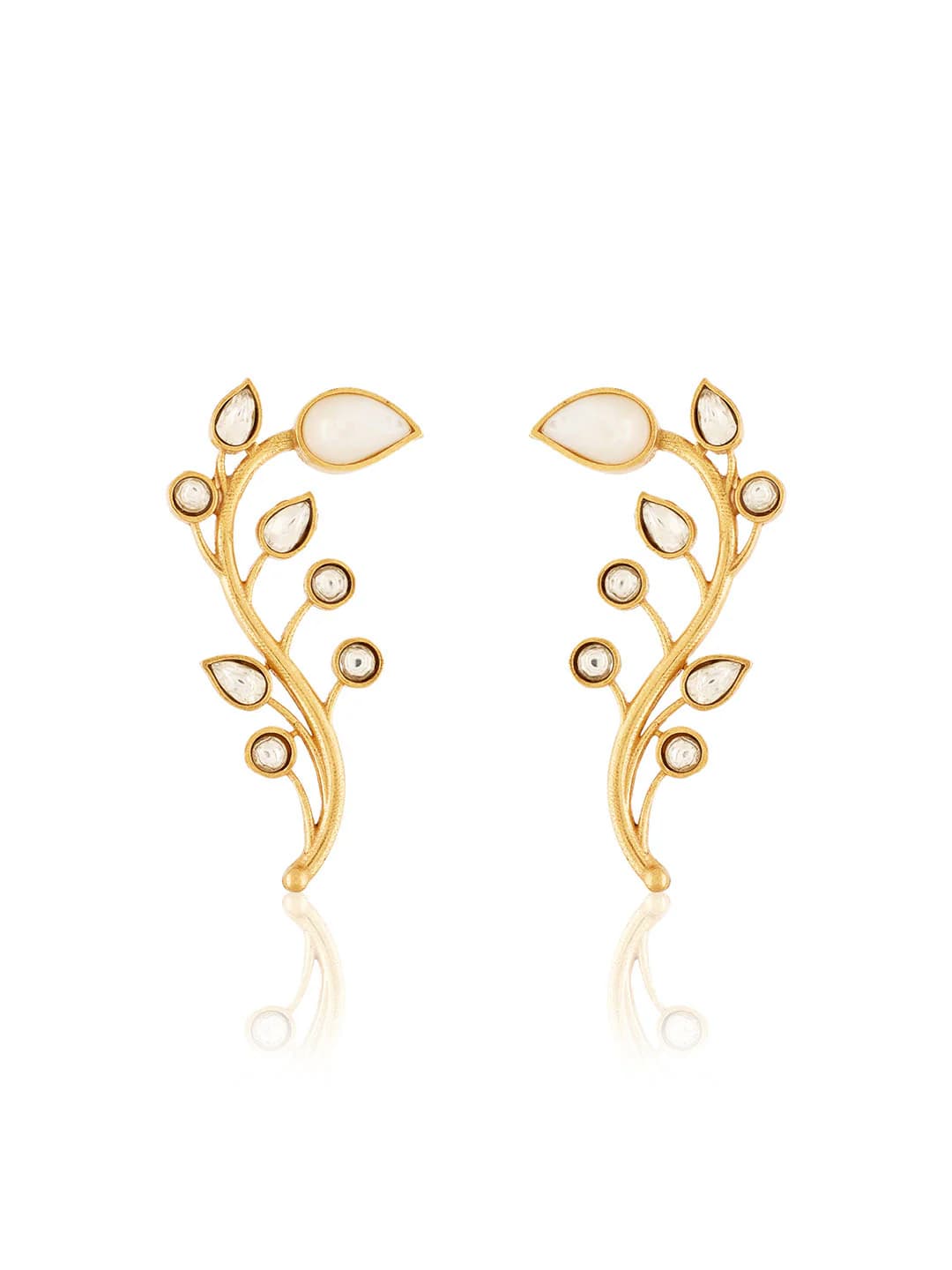 Women's White Raveera Kundan Ear Cuffs