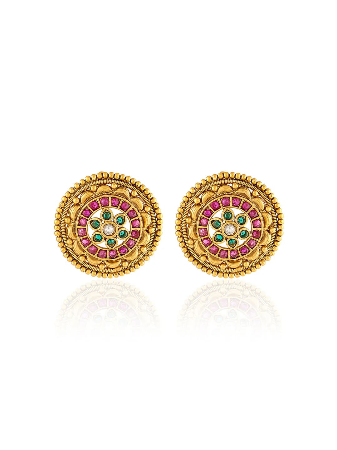 Women's Gold Temple Coloured Stone Studs