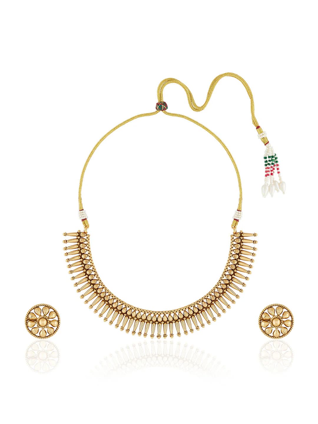 Women's Gold Temple Spikes Necklace Set