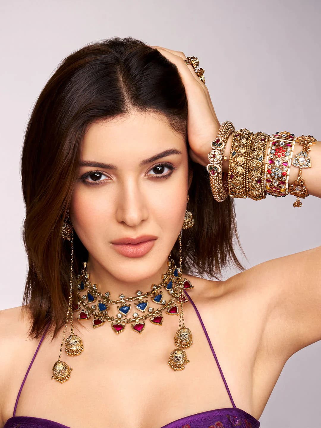 Women's Blue Sampada Temple Necklace Set