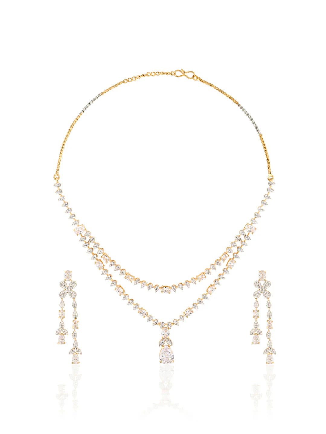 Women's White Zircon Layered Necklace Set