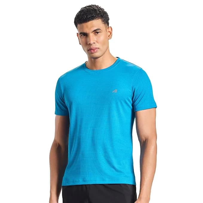 Men's Blue Sports Solid Lightweight Breathable Workout, Running & Training Gym Tshirt