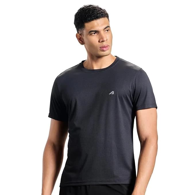 Men's Black Sports Solid Lightweight Breathable Workout, Running & Training Boldfit Gym Tshirt