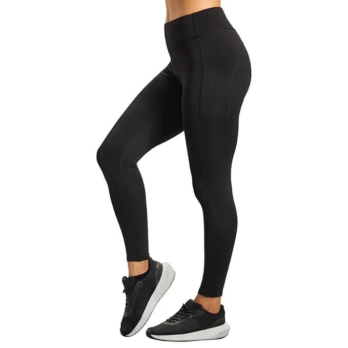 Women's Black Sports Solid Mid Rise Gym & Yoga Pants