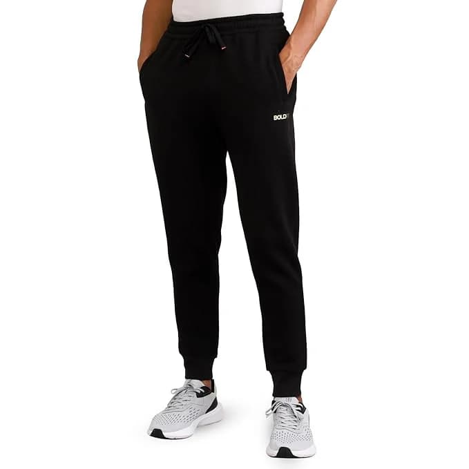 Men's Black Sports Solid Slim Fit Breathable Workout Lower with Side Pockets Trackpant