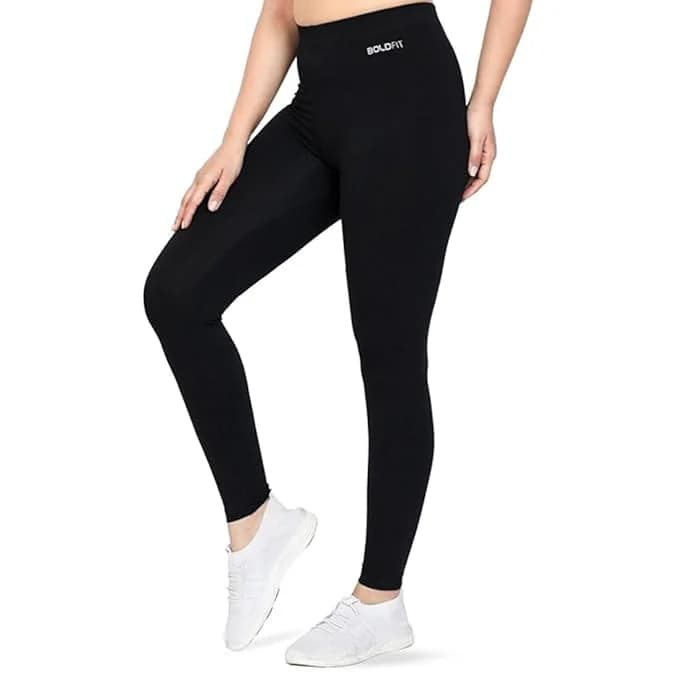 Women's Black Sports Solid High Waist Workout, Running & Activewear Yoga Pants