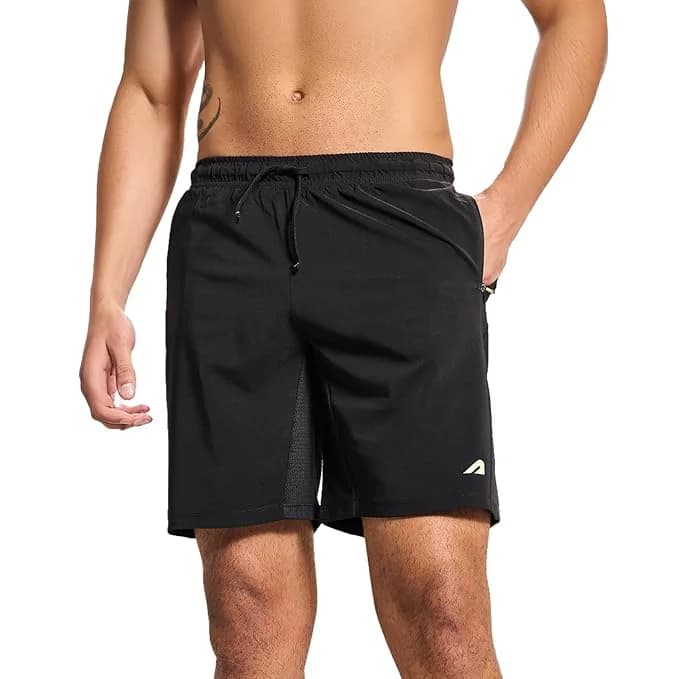Men's Black Sports Solid Lightweight Training & Running Shorts