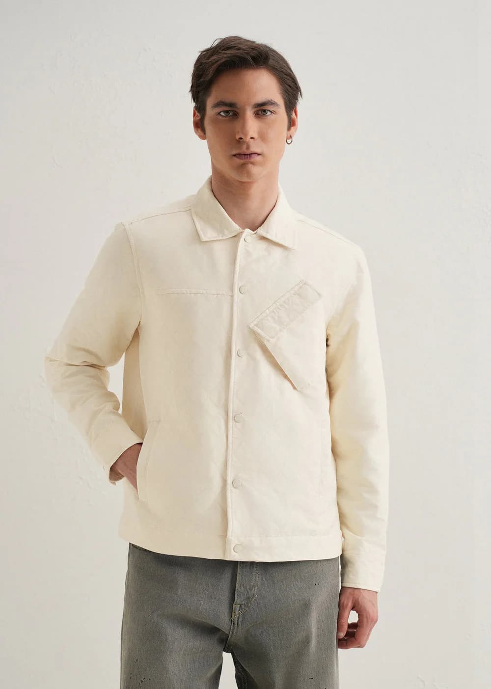 Men's Cream Casual Full Sleeves Regular Fit Shirt