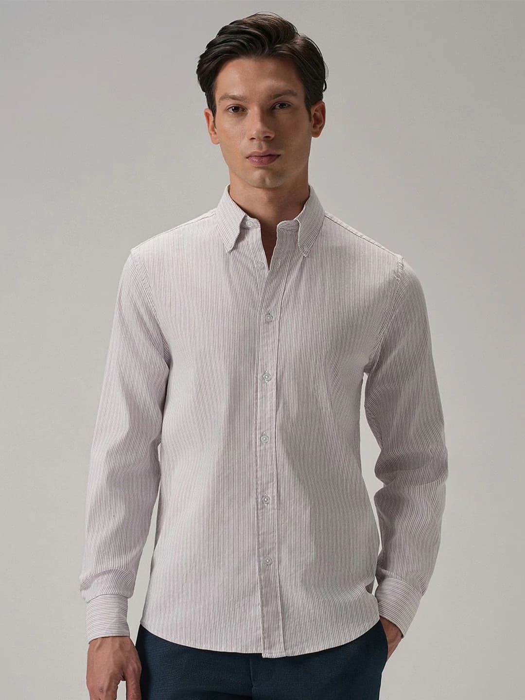 Men's Pink Casual Full Sleeves Slim Fit Shirt