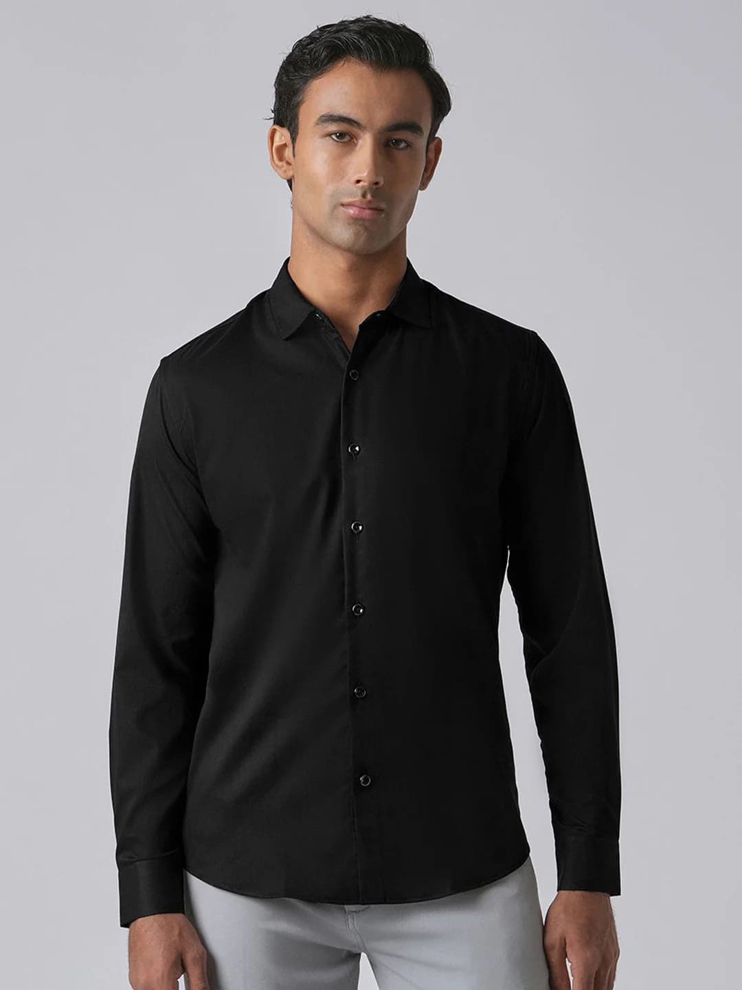 Men's Black Casual Full Sleeves Slim Fit Shirt