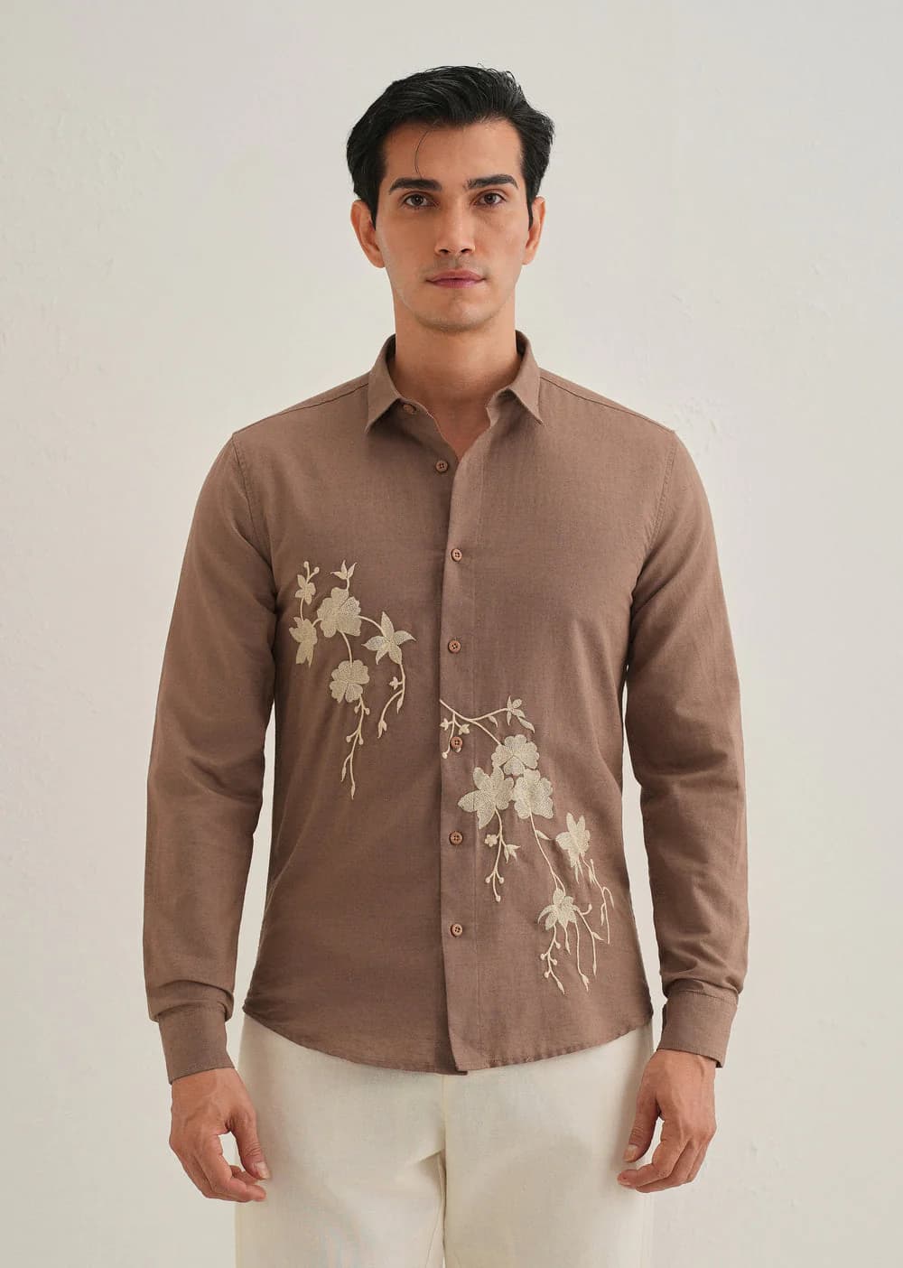 Men's Brown Casual Full Sleeves Regular Fit Linen Shirt