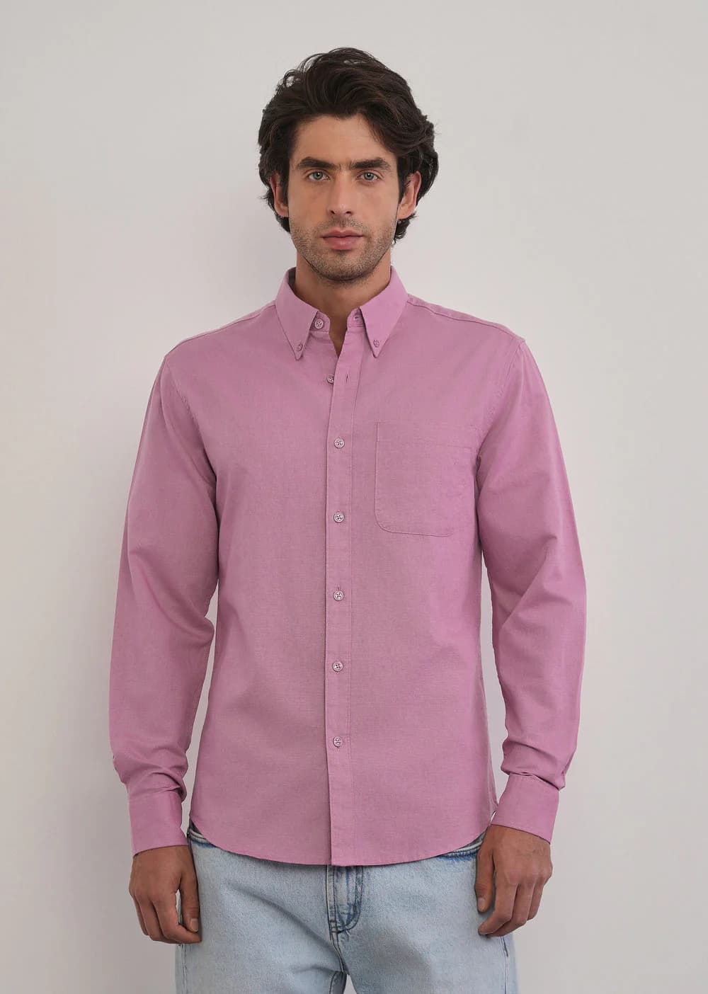Men's Pink Casual Full Sleeves Regular Fit Linen Shirt