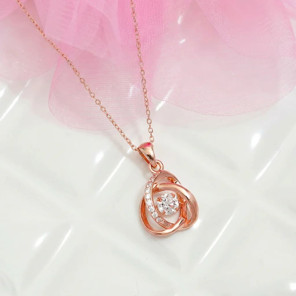 Women's My Universe Rose Gold Silver Necklace with Link Chain