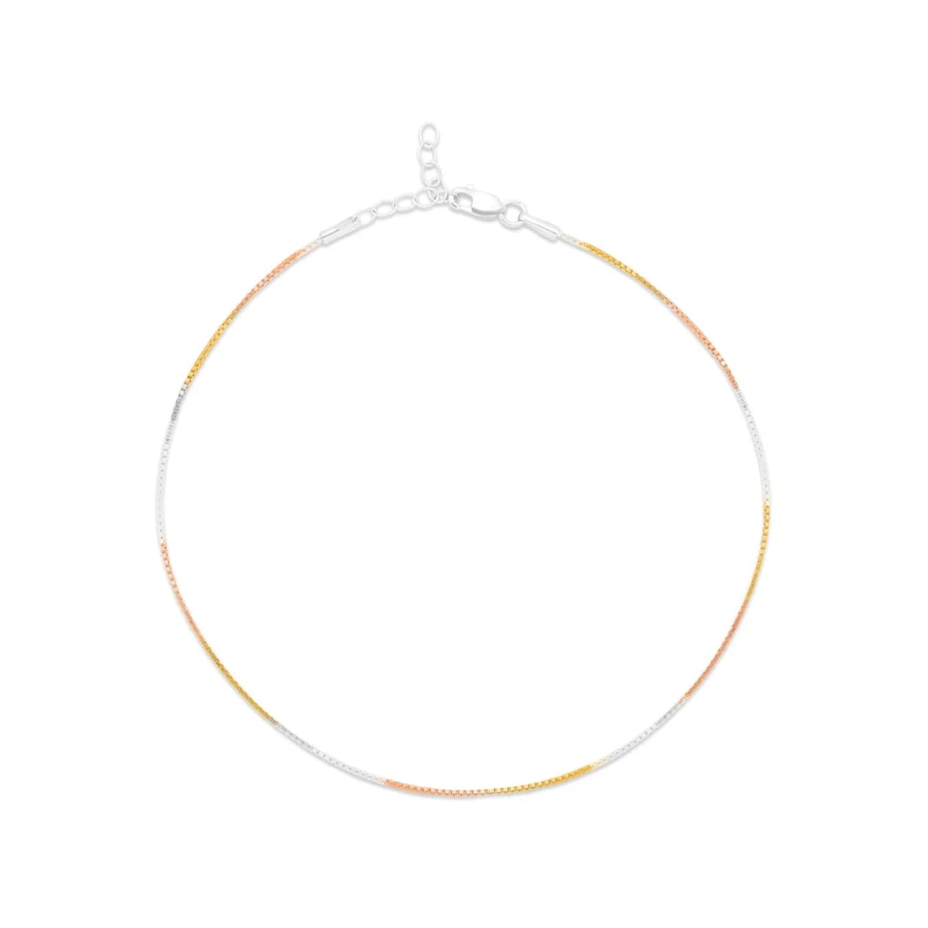 Women's Minimal Triple Toned 925 Sterling Silver Anklet