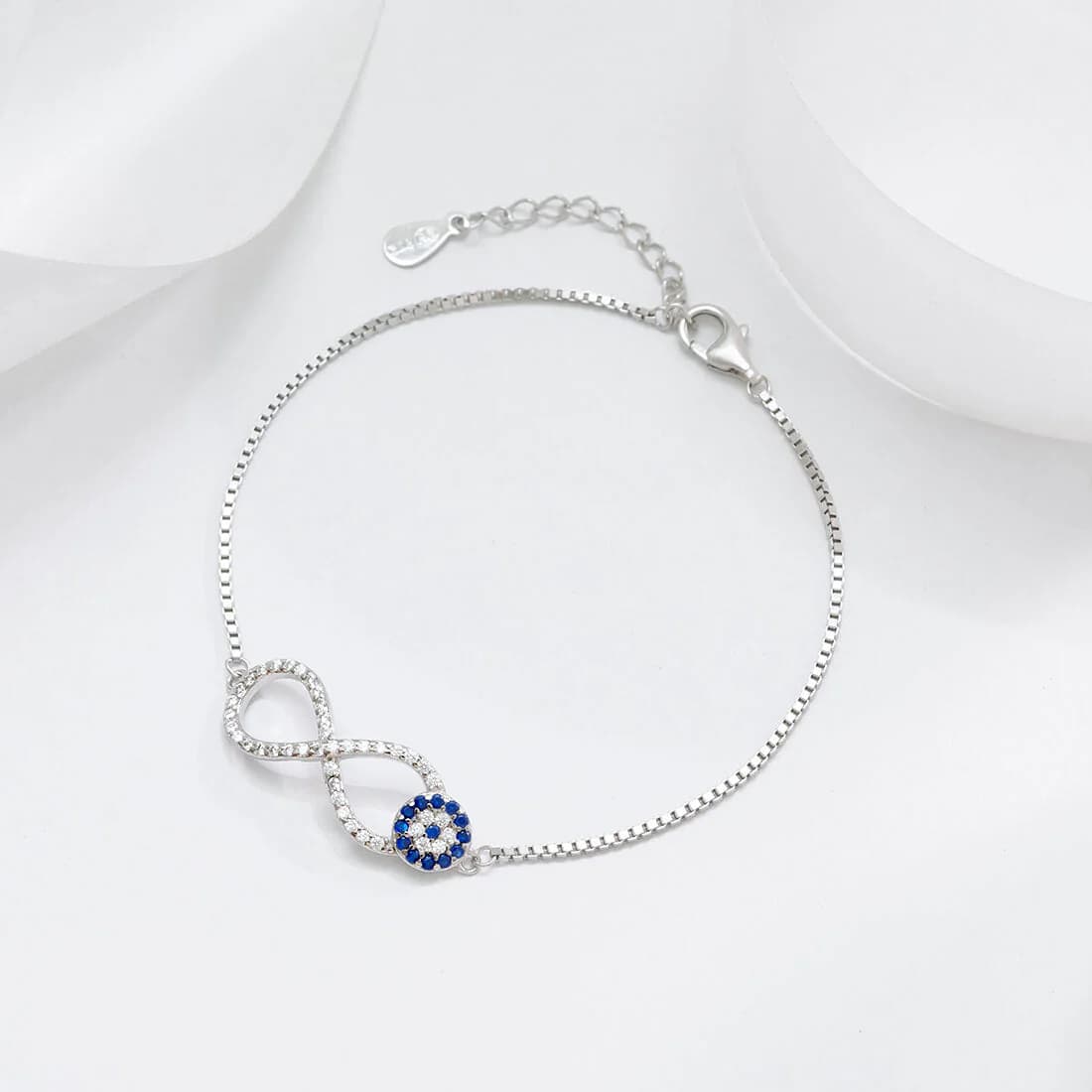 Women's Infinity Evil Eye 925 Silver Rhodium Plated Bracelet