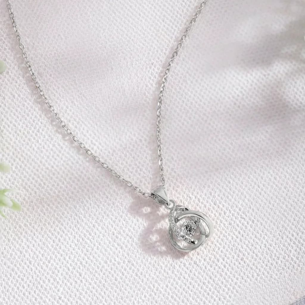 Women's Radiant Reflections 925 Sterling Silver Rhodium Plated Pendant with Link Chain