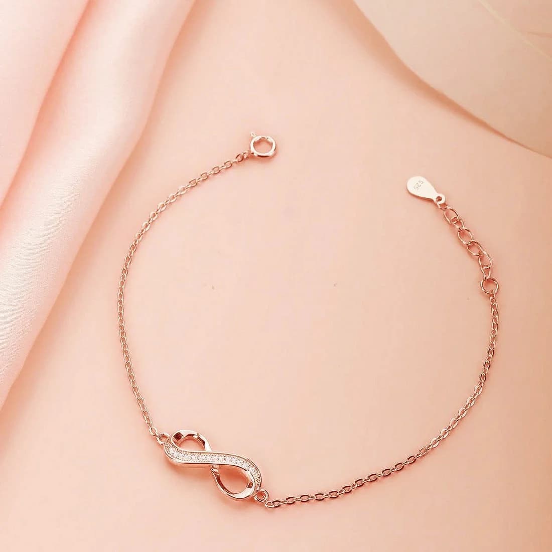 Women's To Infinity and Beyond Rose Gold 925 Silver Bracelet