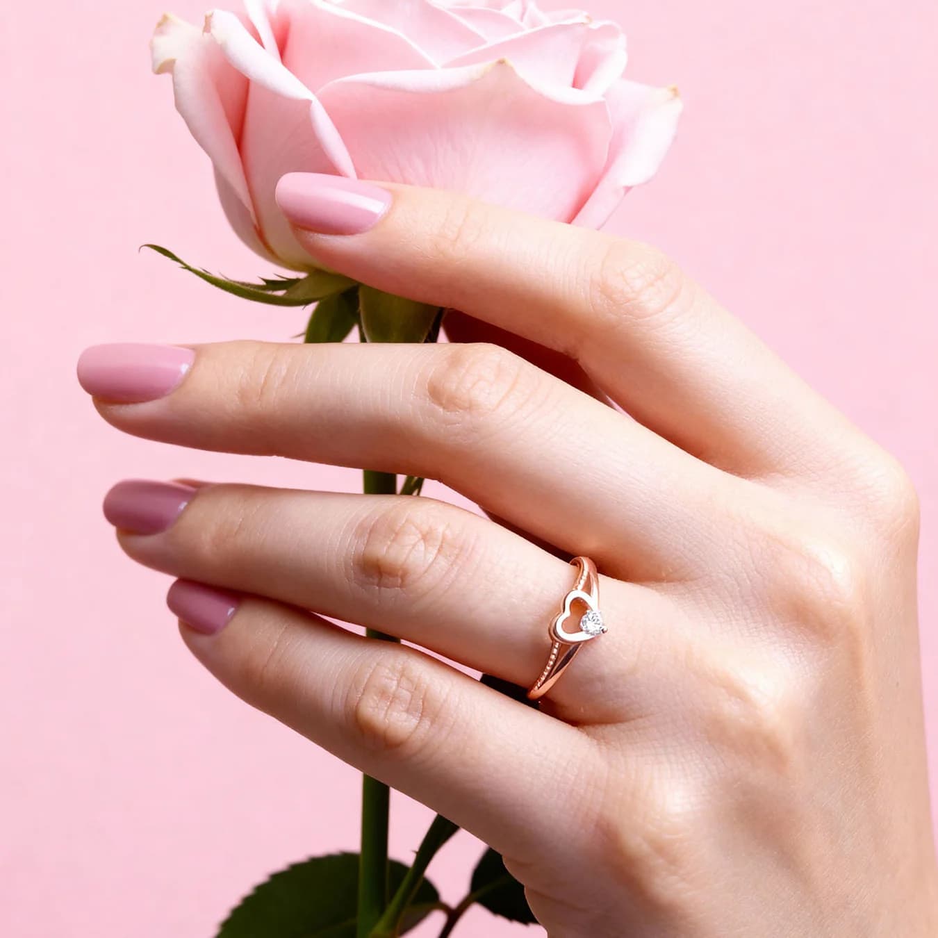 Women's Beloved Rose Gold Plated 925 Sterling Adjustable Silver Ring