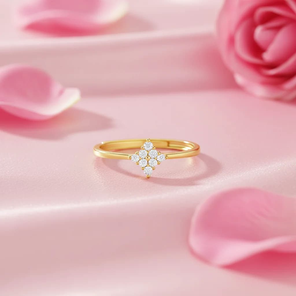Women's Silver A Little Spark of Forever Adjustable Gold Plated Ring