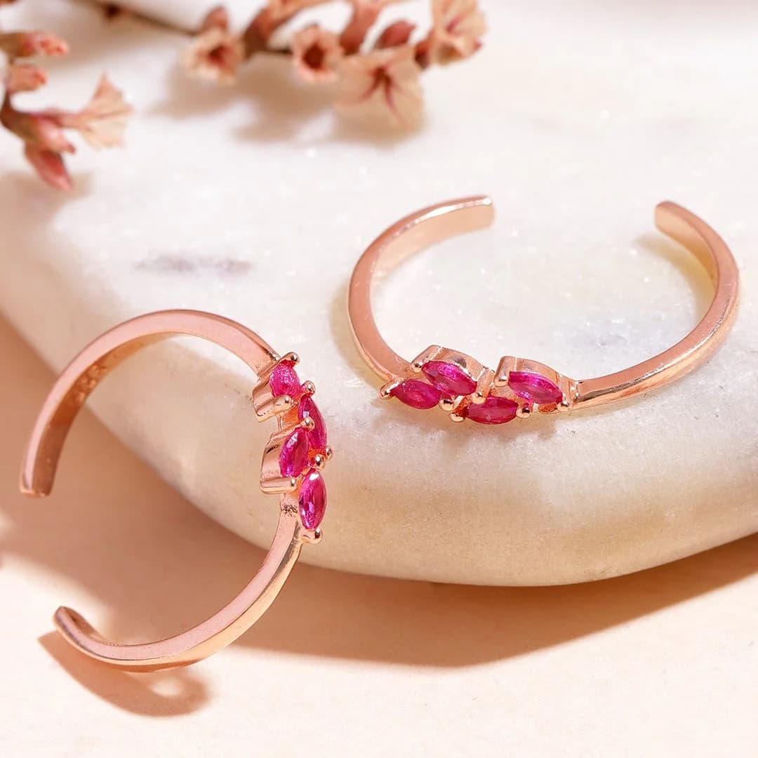 Women's Enchanting Leaflet Rose Gold-Plated 925 Sterling Silver Toe Ring
