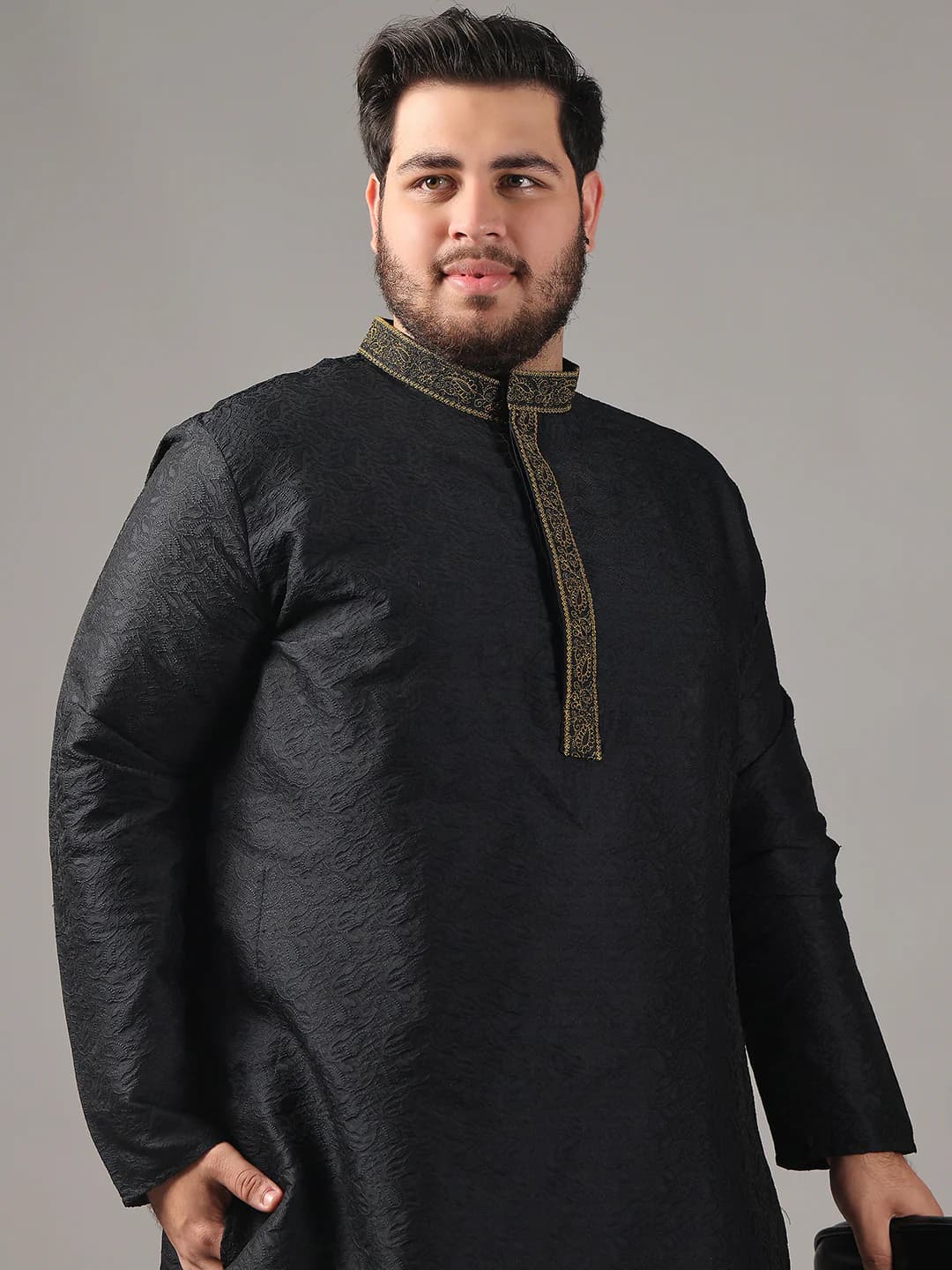 Men's Black Festive Oversized Fit Kurta