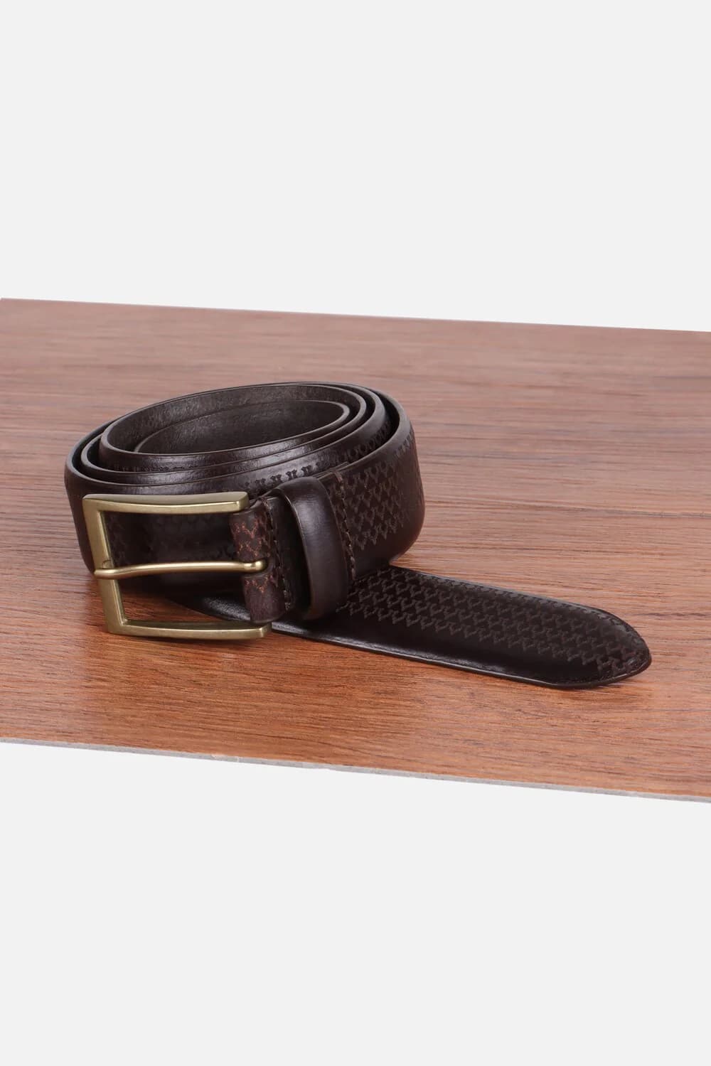Men's Brown Patterned Casual Leather Belt