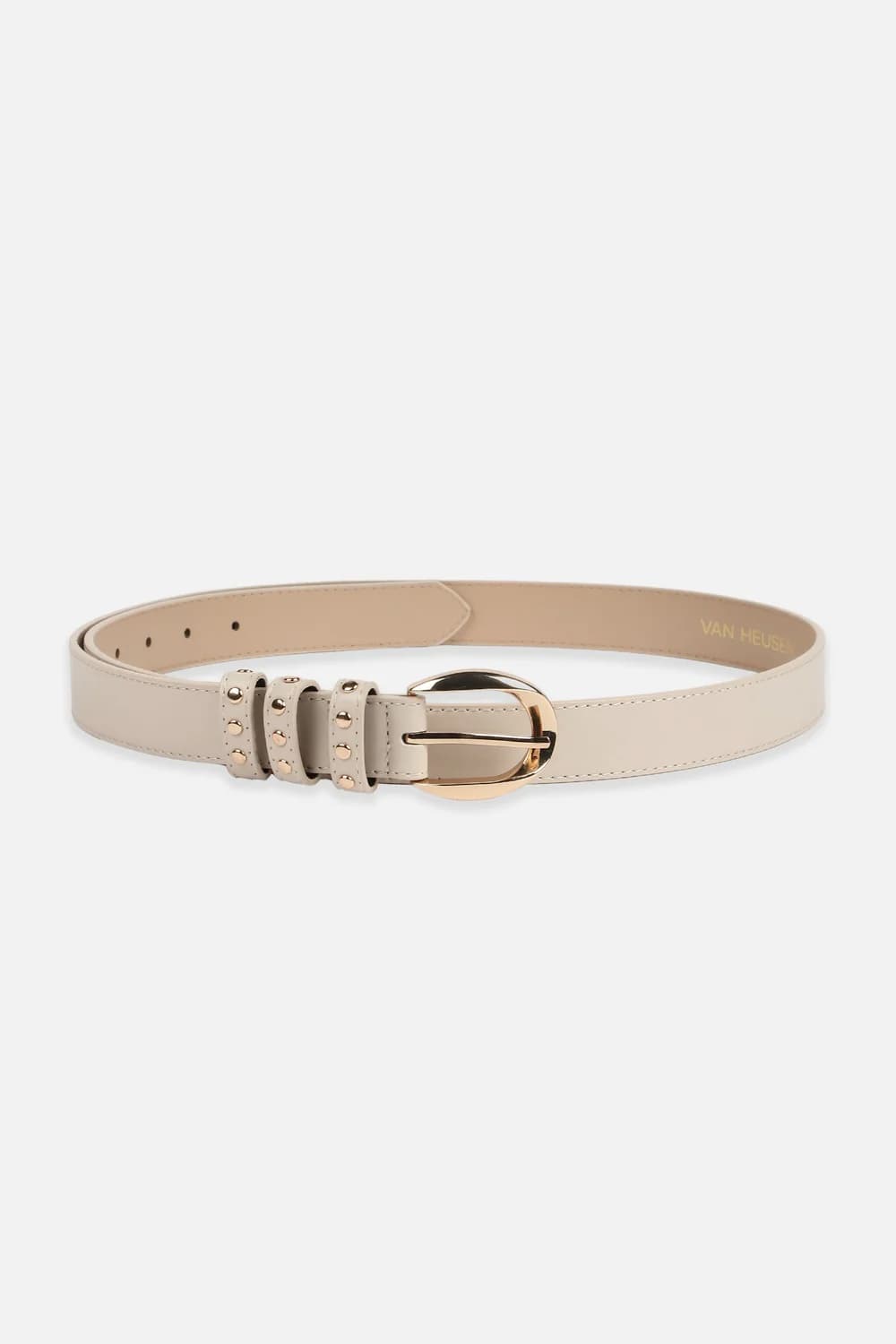 Women's Beige Solid Casual Leather Belt