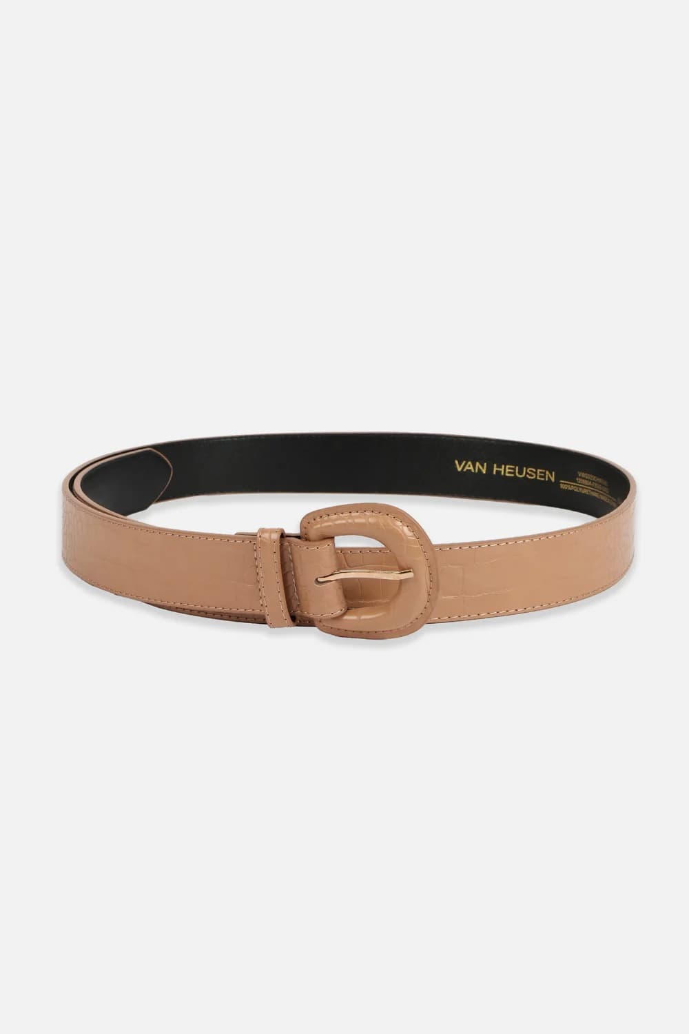 Women's Beige Textured Casual Leather Belt