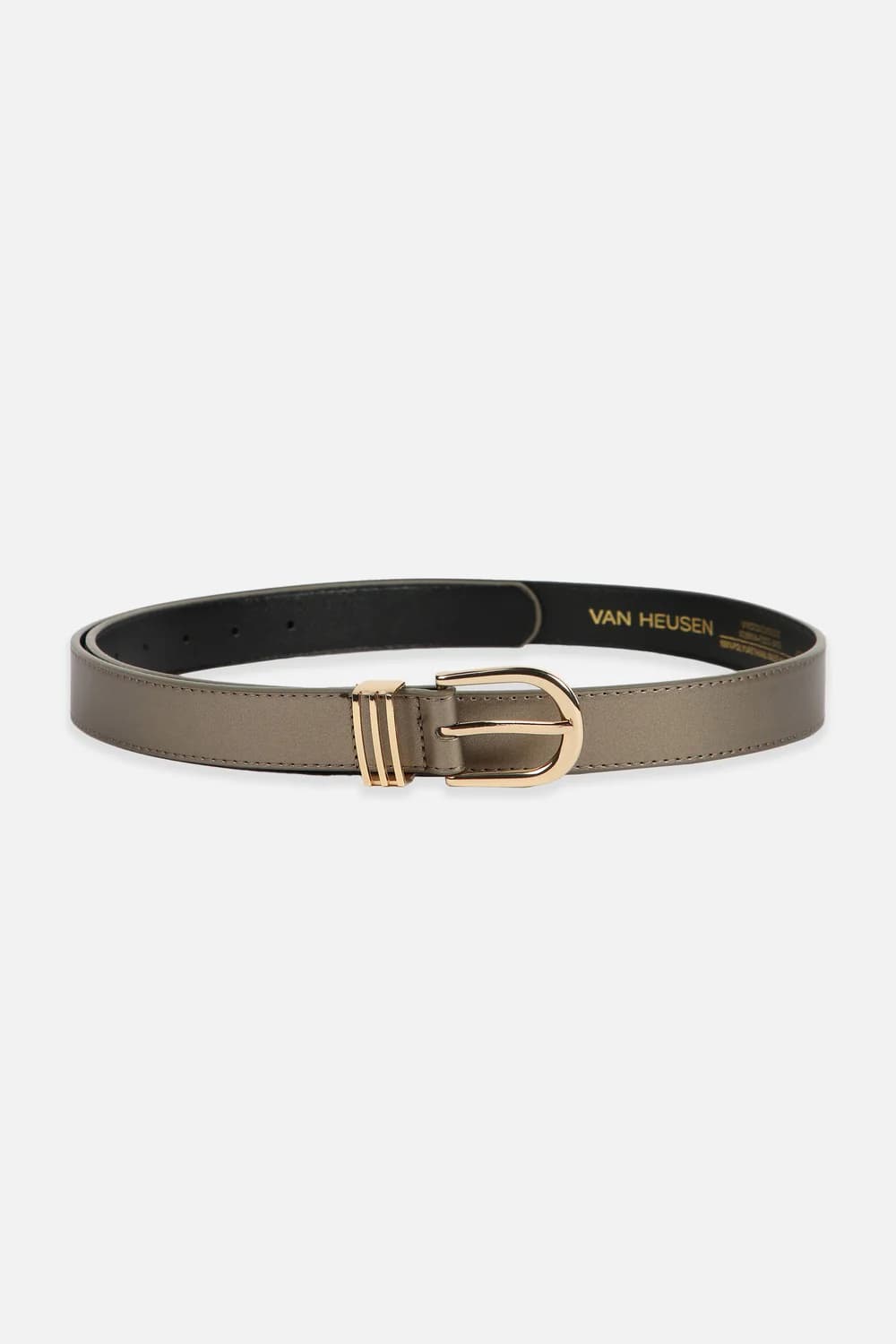 Women's Grey Solid Casual Leather Belt