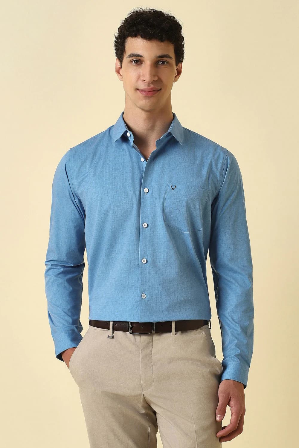 Men's Blue Casual Slim Fit Printed Full Sleeves Shirt
