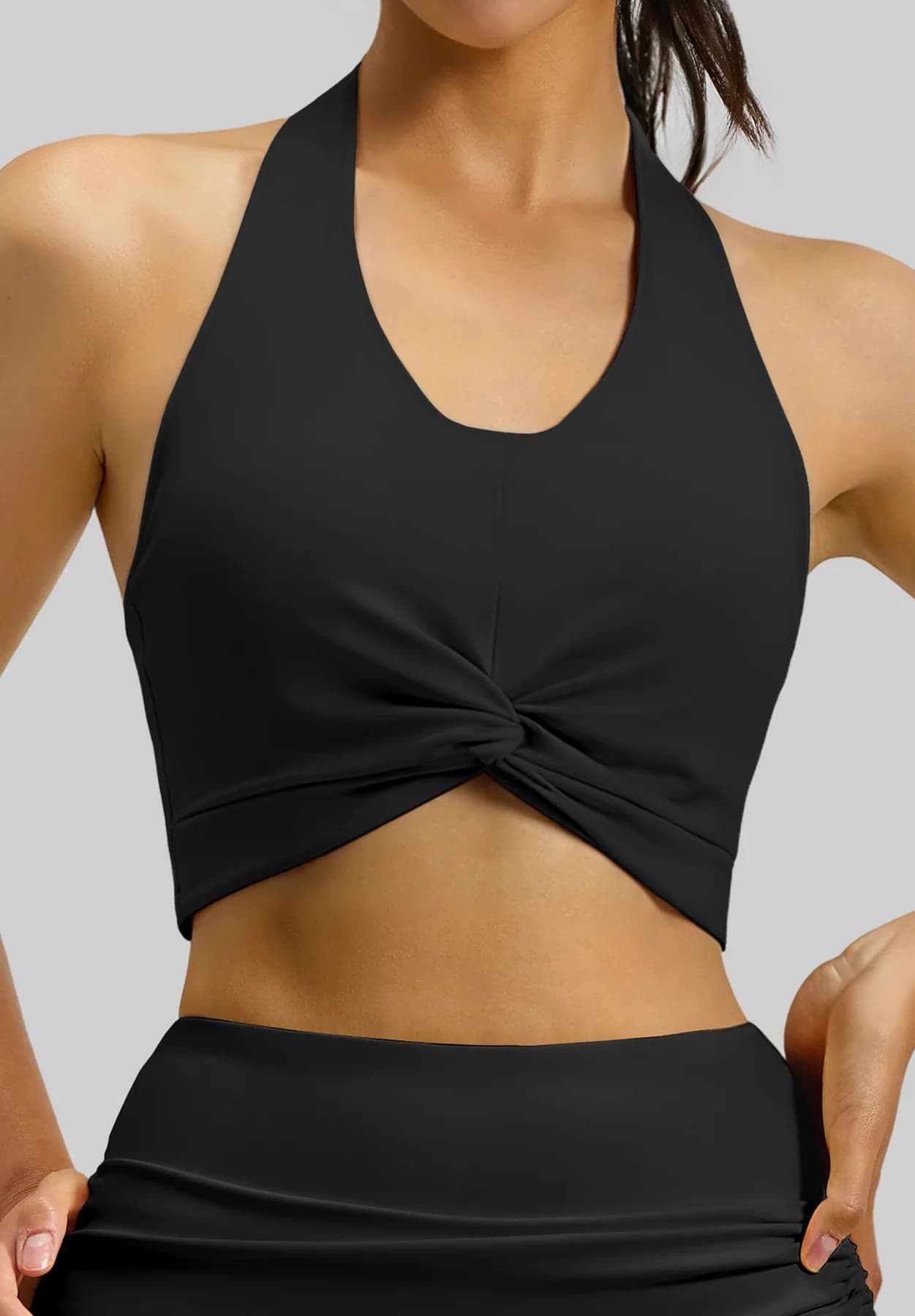 Women's Black Sports Sleeveless Solid Bralette Top