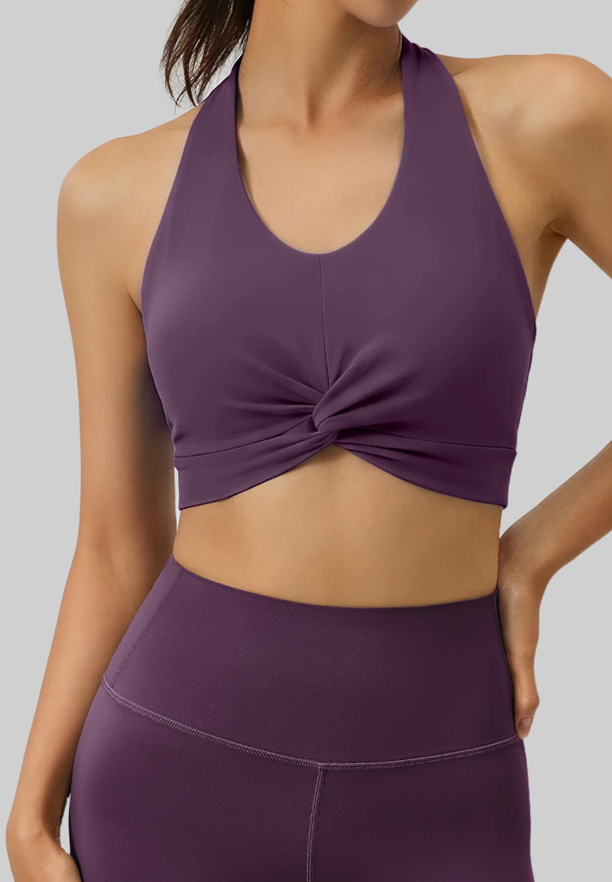 Women's Purple Sports Sleeveless Solid Bralette Top
