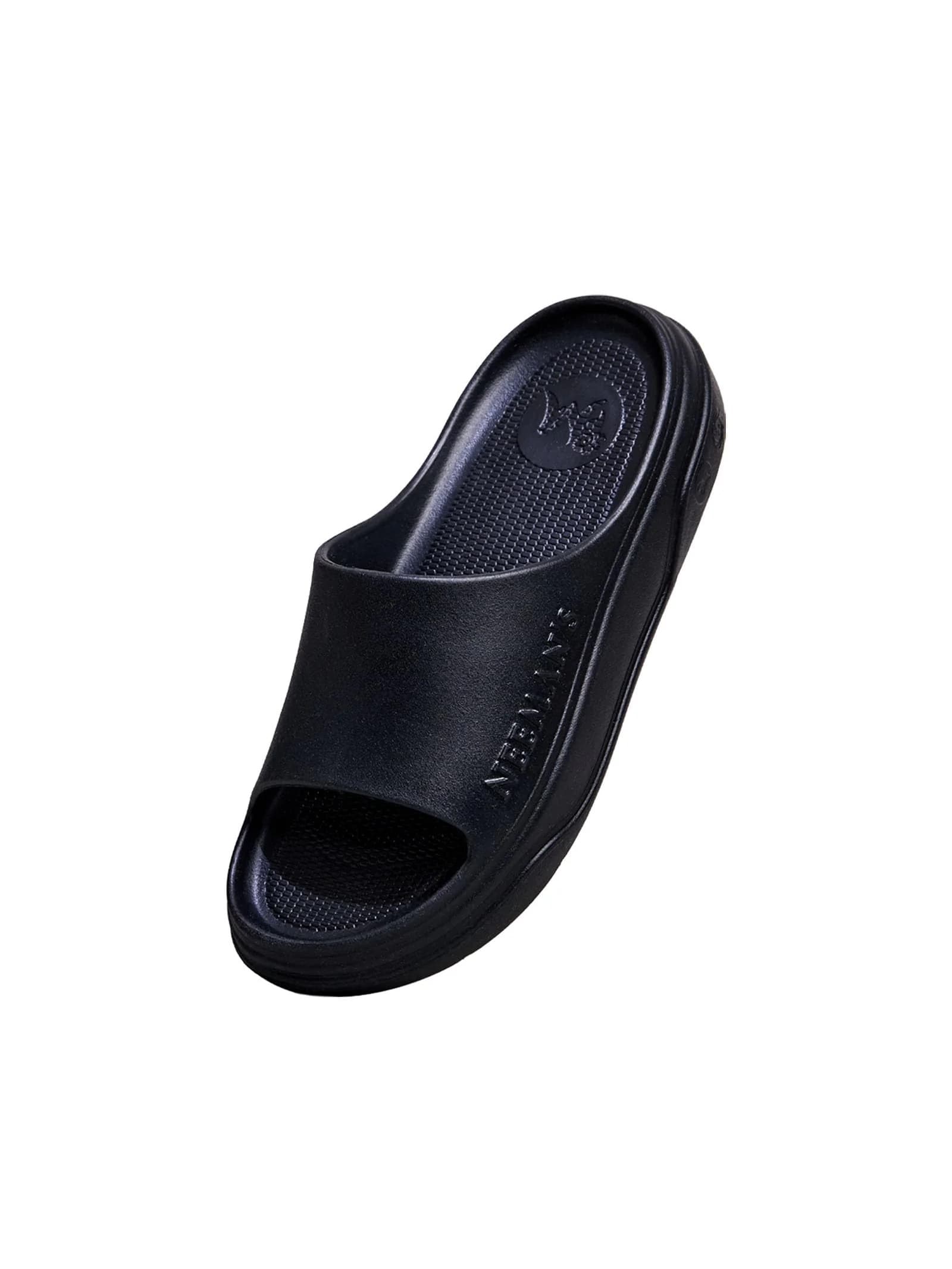 Unisex Black Bounce Back Soft Cushioning Slipper for Daily Use Cushers Slides