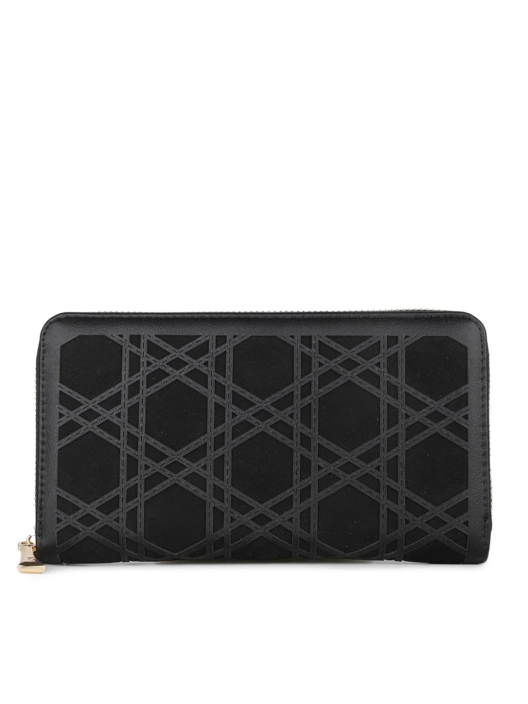 Women's Black Textured Party Two Fold Wallet