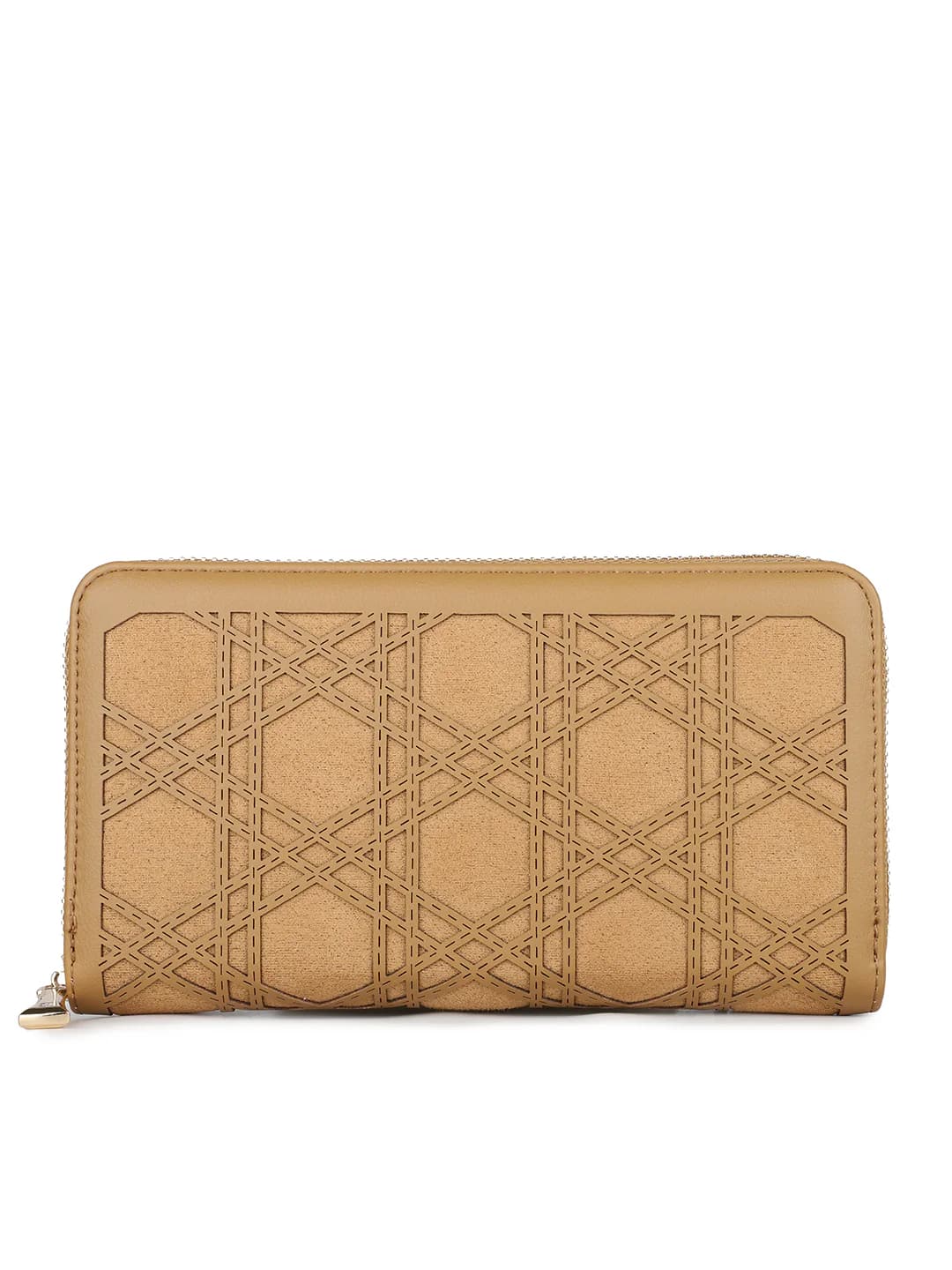 Women's Beige Textured Party Two Fold Wallet