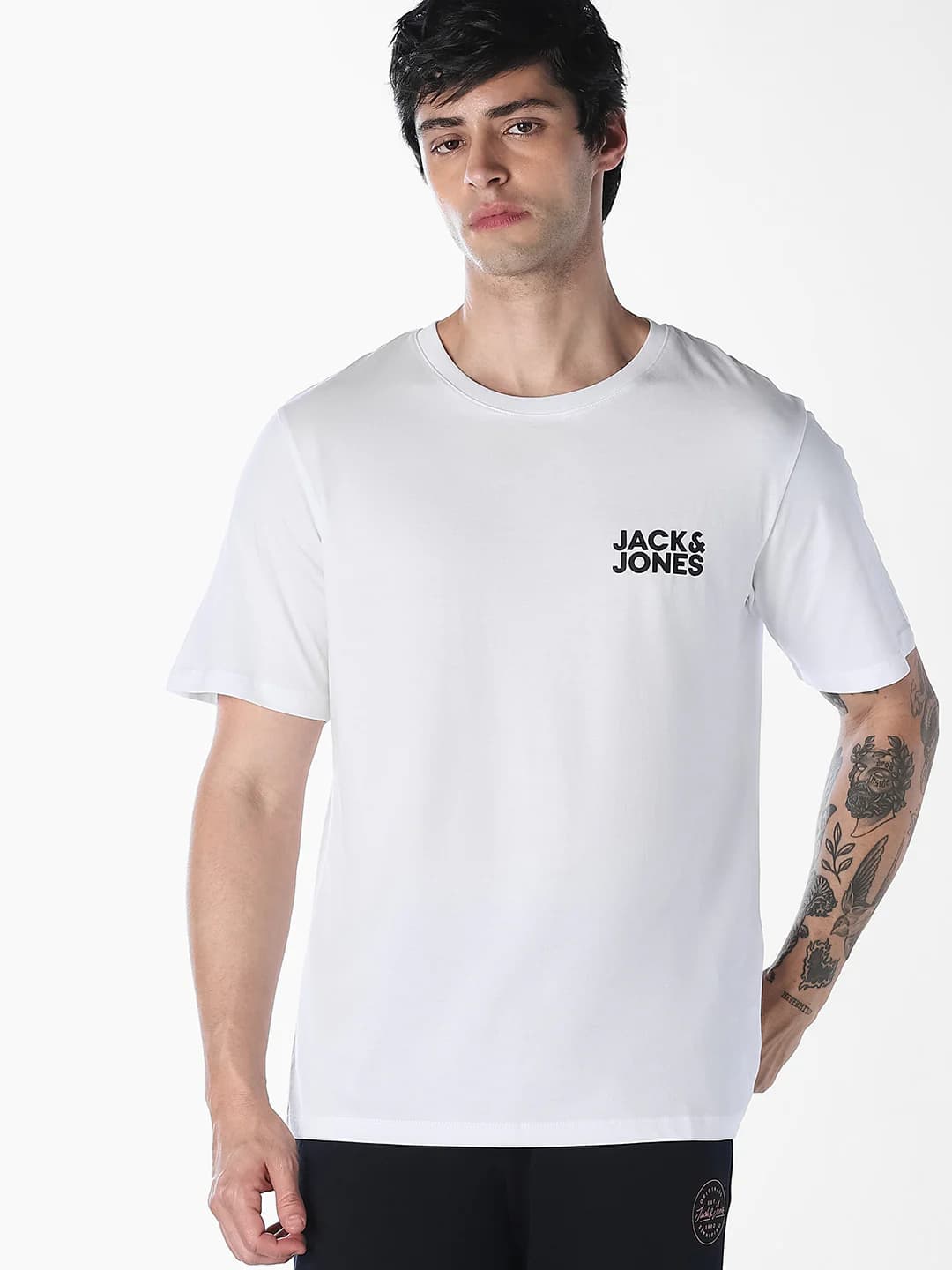 Men's Logo Print Slim Fit O-Neck White T-shirt