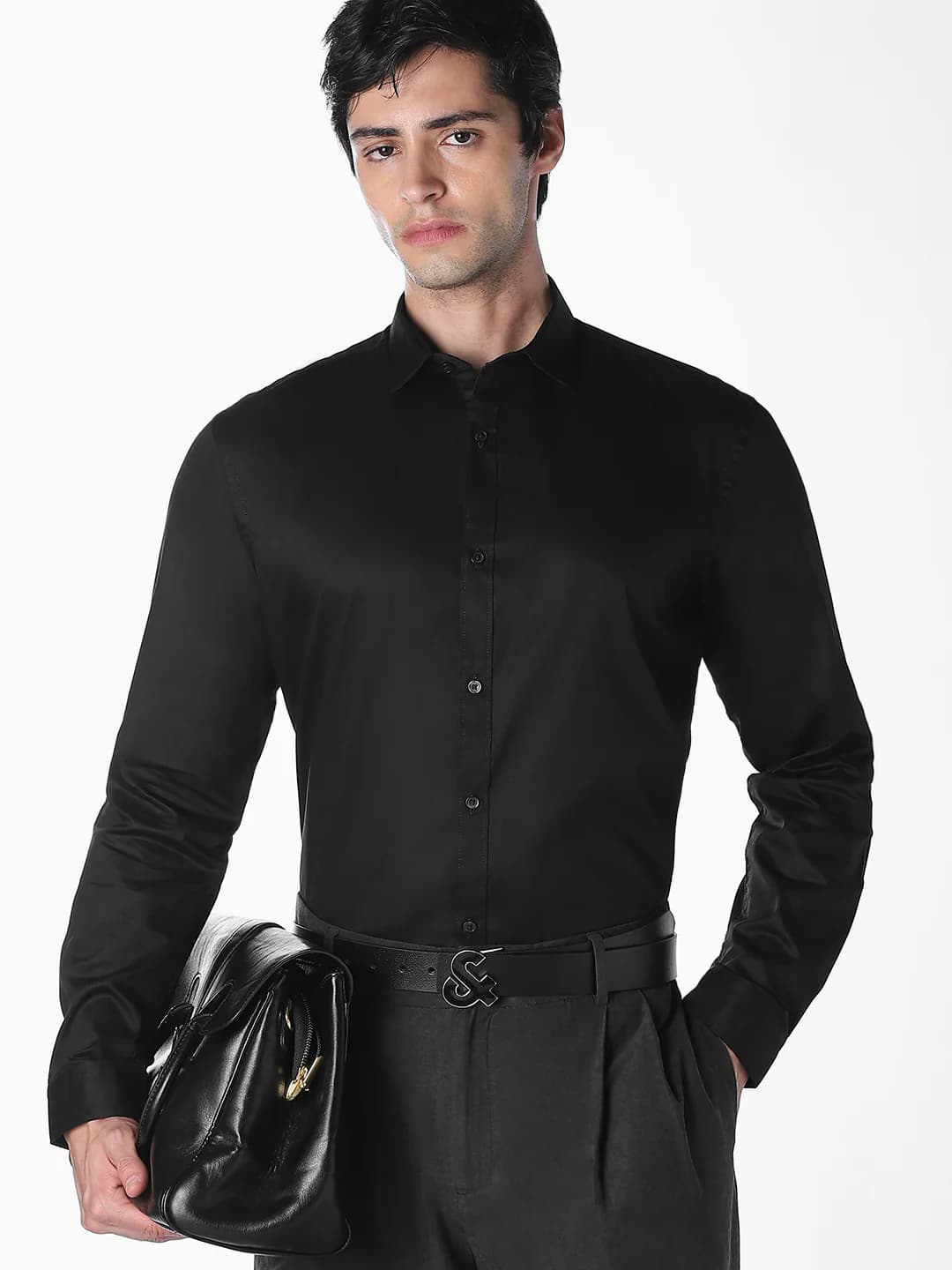 Men's Black Slim Fit Formal Shirt