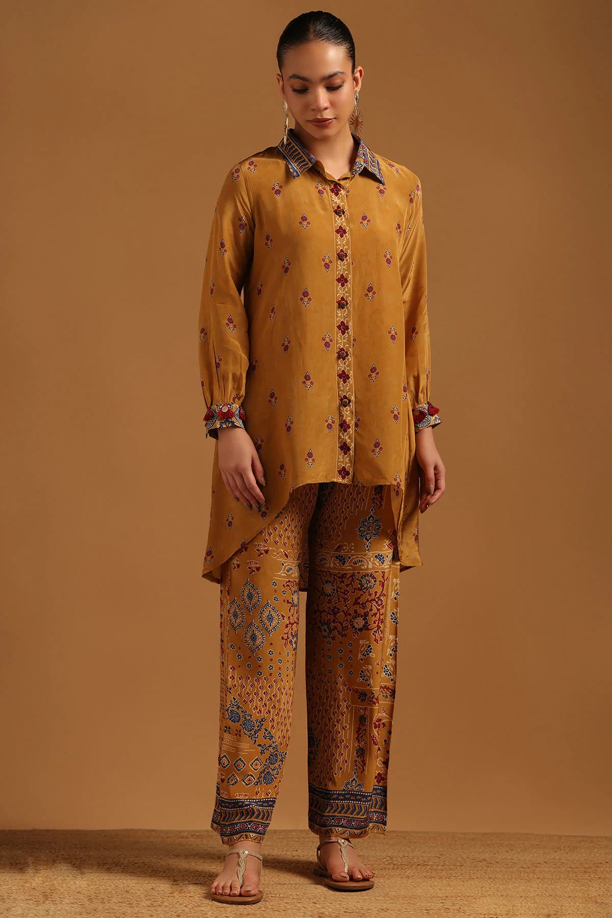 Women's Yellow Festive Embroidered Co-Ords Set