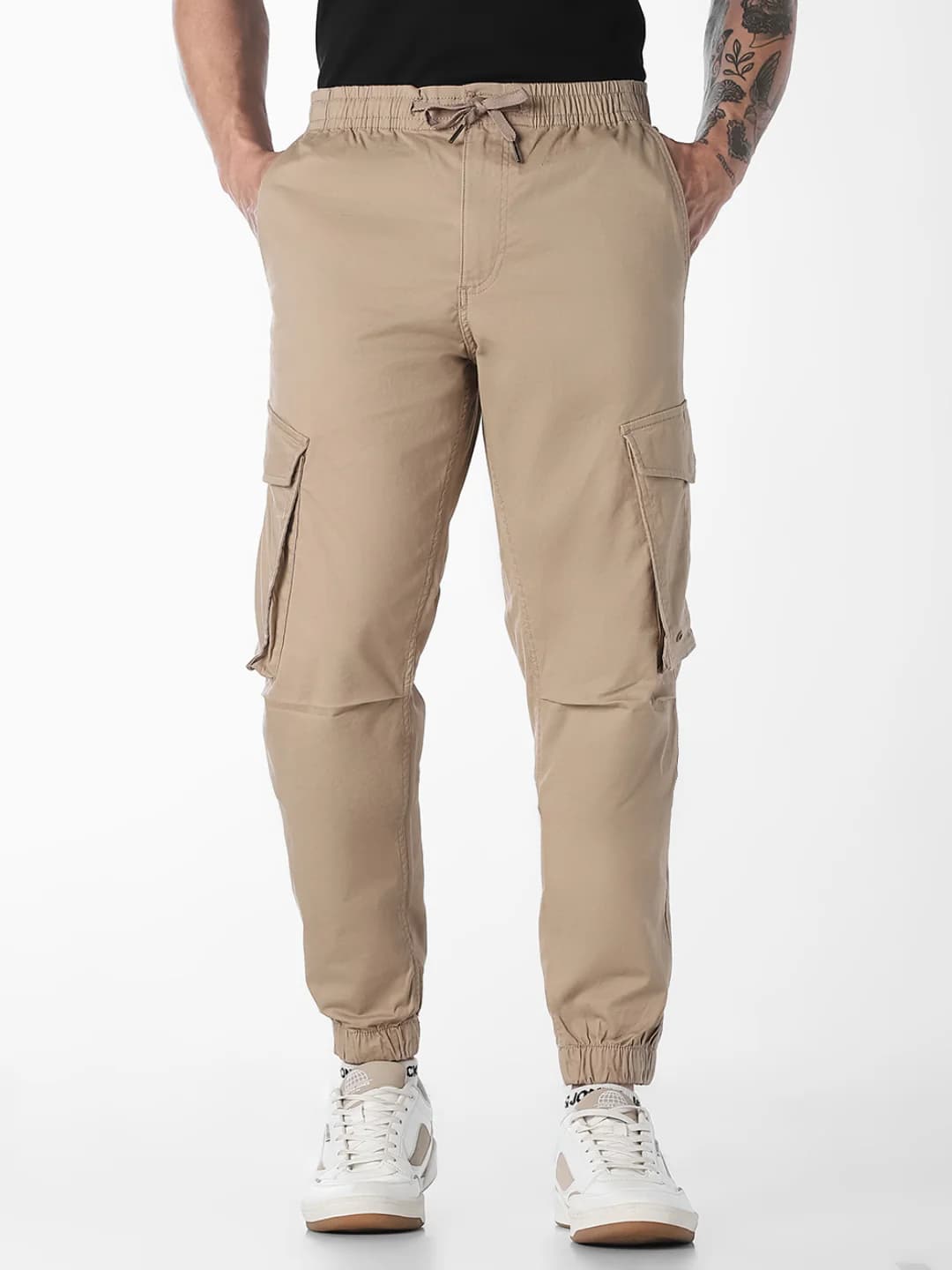 Men's Brown Casual Slim Fit Low Rise Joggers