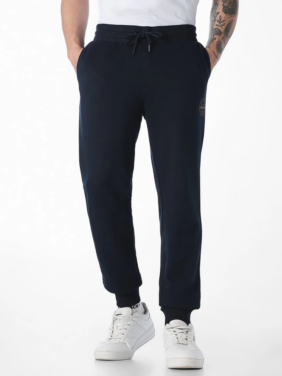 Men's Navy Casual Slim Fit Low Rise Trackpant