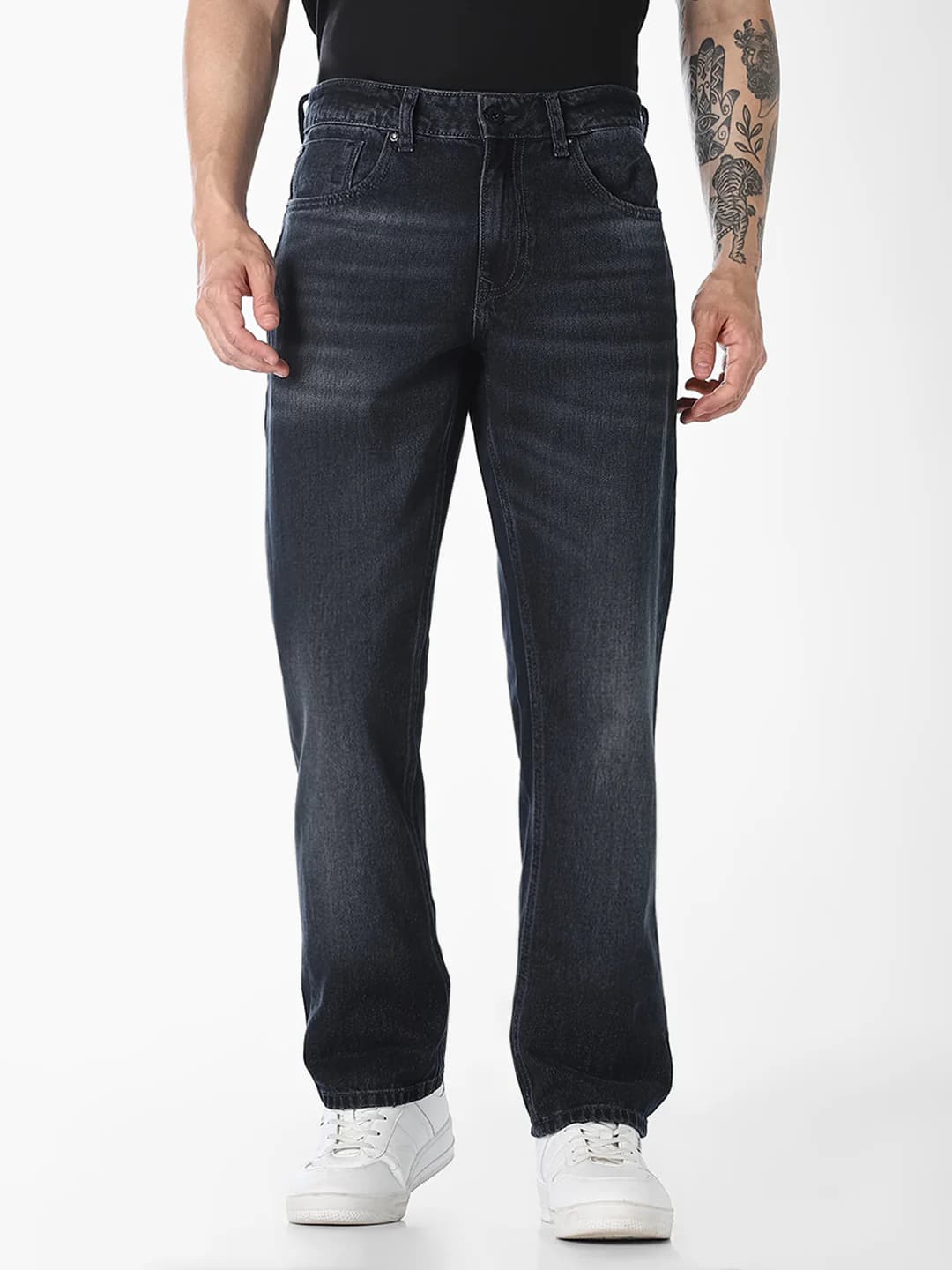 Men's Blue Casual Regular Fit Low Rise 5 Pocket Jeans